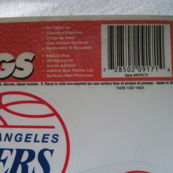 Los Angeles Clippers Reusuable Static Window Color Clings 1997 Genuine Throwback - Picture 4 of 7